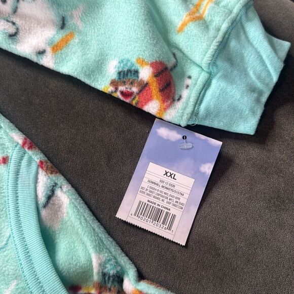 Nick & Nora Adult Teen Unisex Fleece One Piece Sock Monkeys Pajama Size XXL NEW - Picture 10 of 12